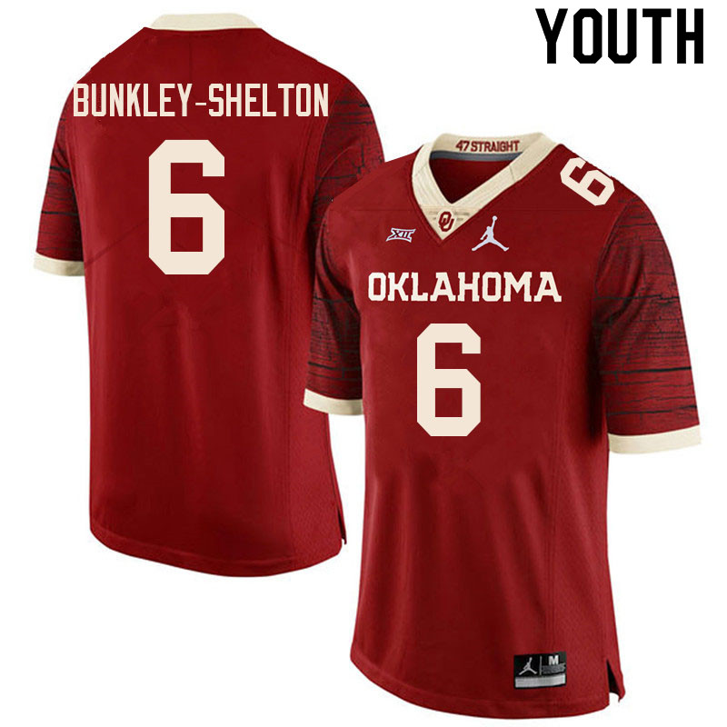 Youth #6 LV Bunkley-Shelton Oklahoma Sooners College Football Jerseys Sale-Retro